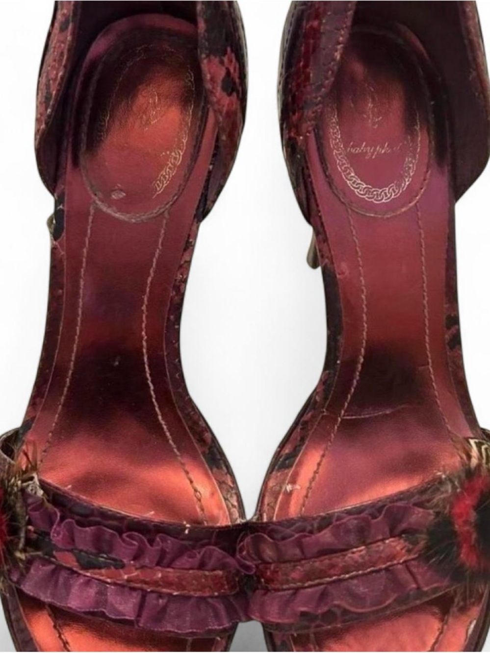 Vintage Y2K Red sole Baby Phat Plum crocodile &  snakeskin stiletto